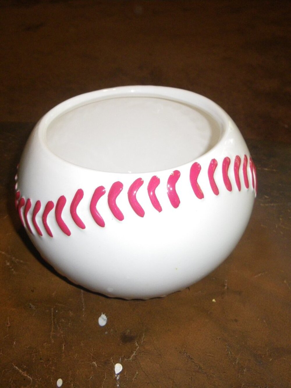 Ceramic Baseball Bowl Vase Knickknack Trinket - Picture 3 of 5
